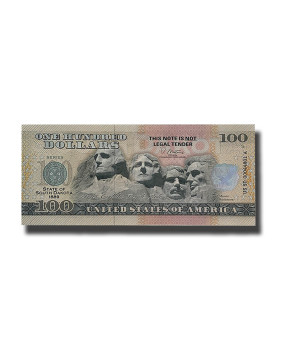 US $100 Souvenir Banknote Mount Rushmore South Dakota US SD 1889 Uncirculated