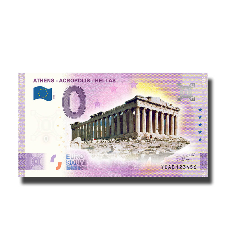 0 Euro Souvenir Banknote Athens - Acropolis - Hellas Colour Greece YEAB 2022-1
