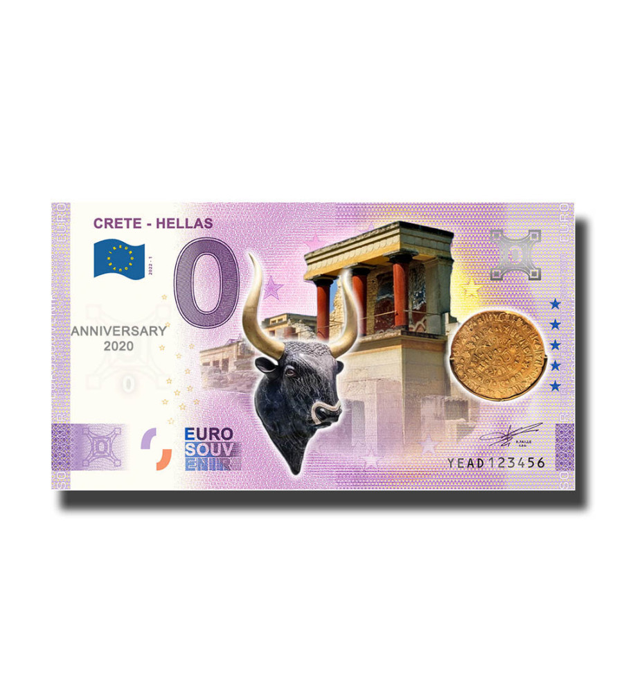 Anniversary 0 Euro Souvenir Banknote Crete - Hellas Colour Greece YEAD 2022-1