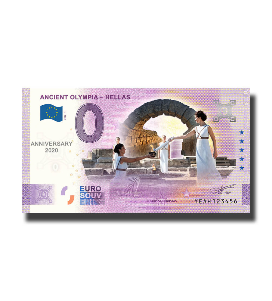 Anniversary 0 Euro Souvenir Banknote Ancient Olympia - Hellas Colour Greece YEAH 2022-1