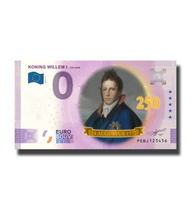 0 Euro Souvenir Banknote Koning Willem I 250 Jaar Colour Netherlands PEBJ 2022-3