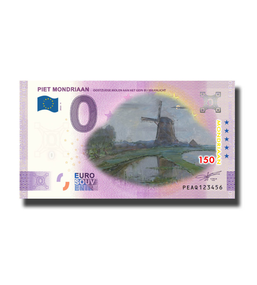 0 Euro Souvenir Banknote Piet Mondriaan Colour Netherlands PEAQ 2022-4