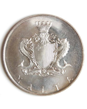 1972 Malta Lm1 Silver Coin Uncirculated