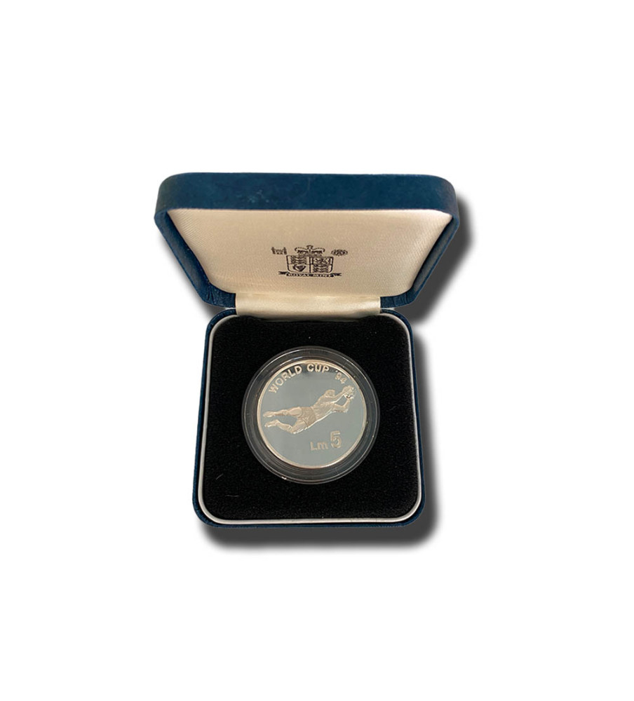 1993 MALTA WORLD CUP 1994 LM 5 SILVER COIN PROOF