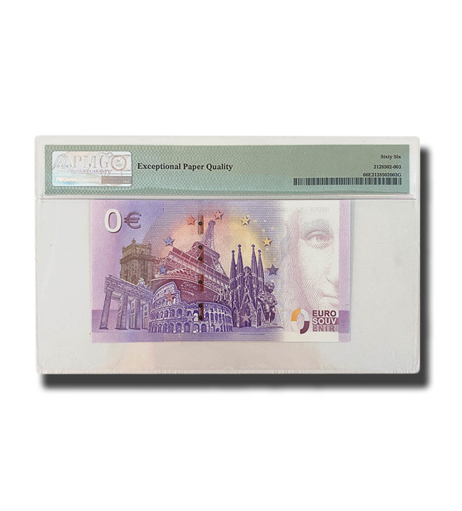 PMG 66 Gem Uncirculated - 0 Euro Souvenir Banknote India - Taj Mahal AEAB000003 PMG 66 Gem Uncirculated - 0 Euro Souvenir Banknote India - Taj Mahal AEAB000003