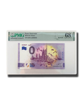 PMG 68 Superb Gem Unc - 0 Euro Souvenir Banknote Kuwait KWAA004032
