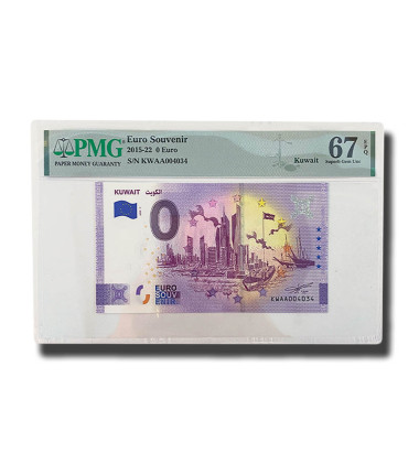 PMG 67 Superb Gem Unc - 0 Euro Souvenir Banknote Kuwait KWAA004034