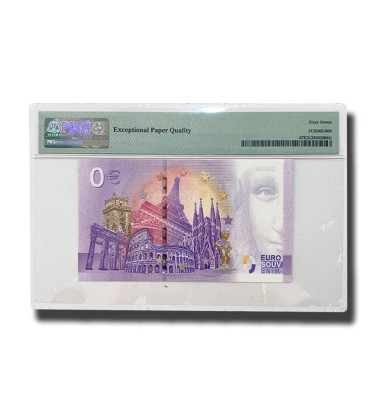 PMG 67 Superb Gem Unc - 0 Euro Souvenir Banknote Qatar QAAC000102