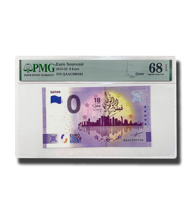 PMG 68 Superb Gem Unc - 0 Euro Souvenir Banknote Qatar QAAC000104