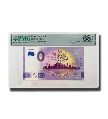 PMG 68 Superb Gem Unc - 0 Euro Souvenir Banknote Qatar QAAC000106
