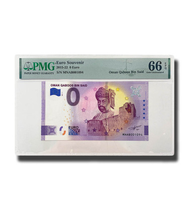 PMG 66 Gem Uncirculated - 0 Euro Souvenir Banknote Oman Qaboos Bin Said MNAB001094