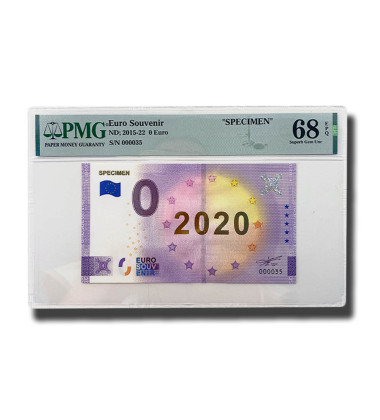 PMG 68 Superb Gem Unc - 0 Euro Souvenir Banknote SPECIMEN 2020 Gold Foil 000035