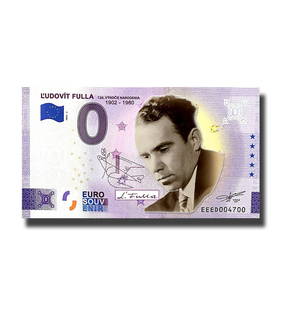 0 Euro Souvenir Banknote Ludovit Fulla Colour Slovakia EEED 2022-2