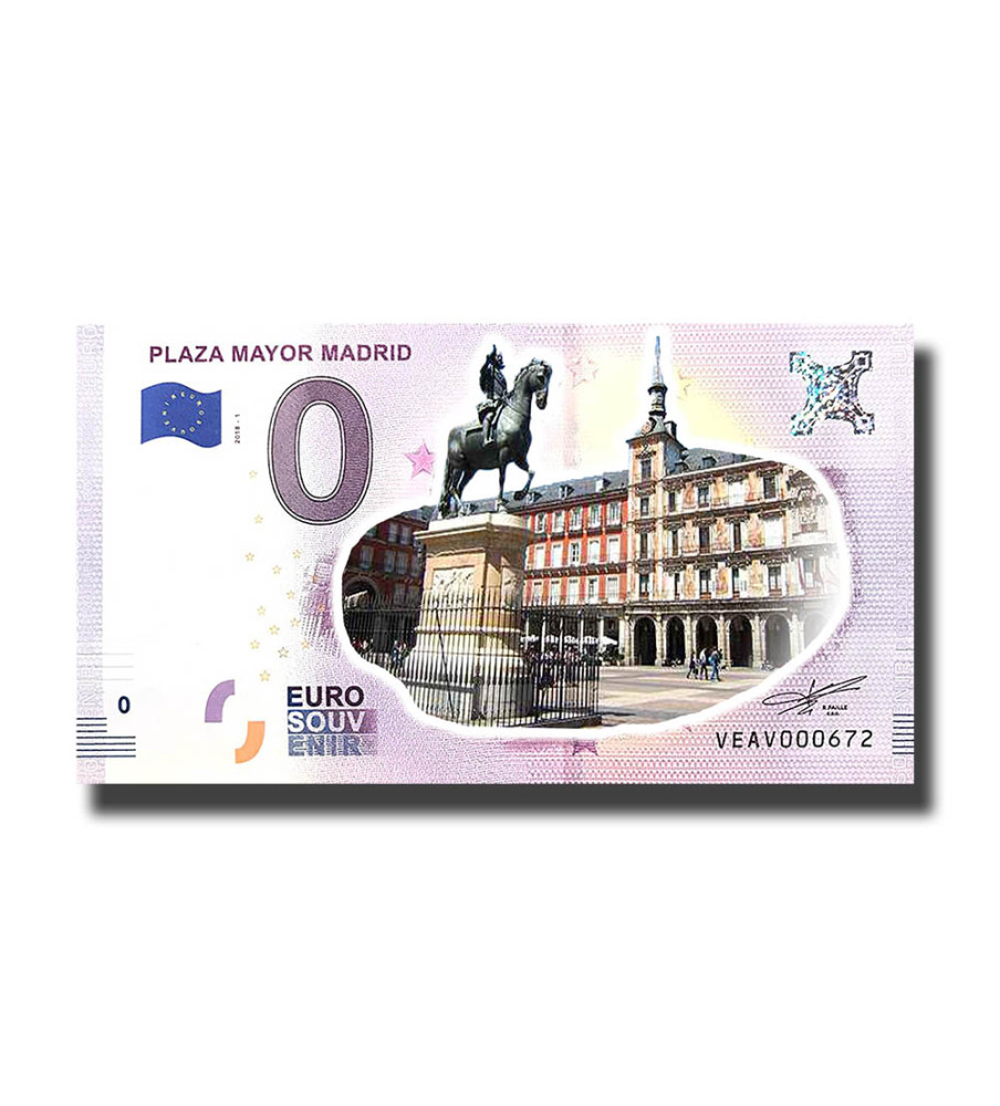 0 Euro Souvenir Banknote Plaza Mayor Madrid Uncirculated Colour Spain VEAV 2018-1