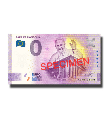 0 Euro Souvenir Banknotes Papa Franciscus SPECIMEN Argentina AGAB 2022-1