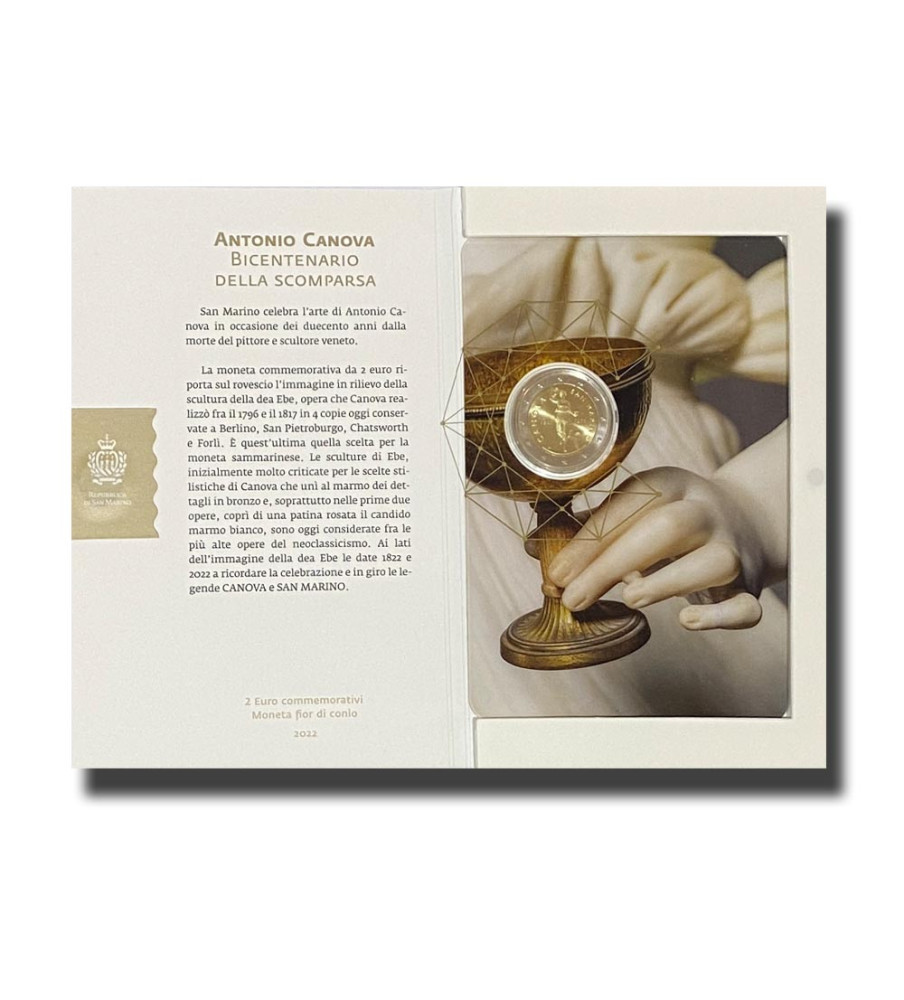 2022 San Marino Antonio Canova 2 Euro Commemorative Coin 2022 San Marino Antonio Canova 2 Euro Commemorative Coin