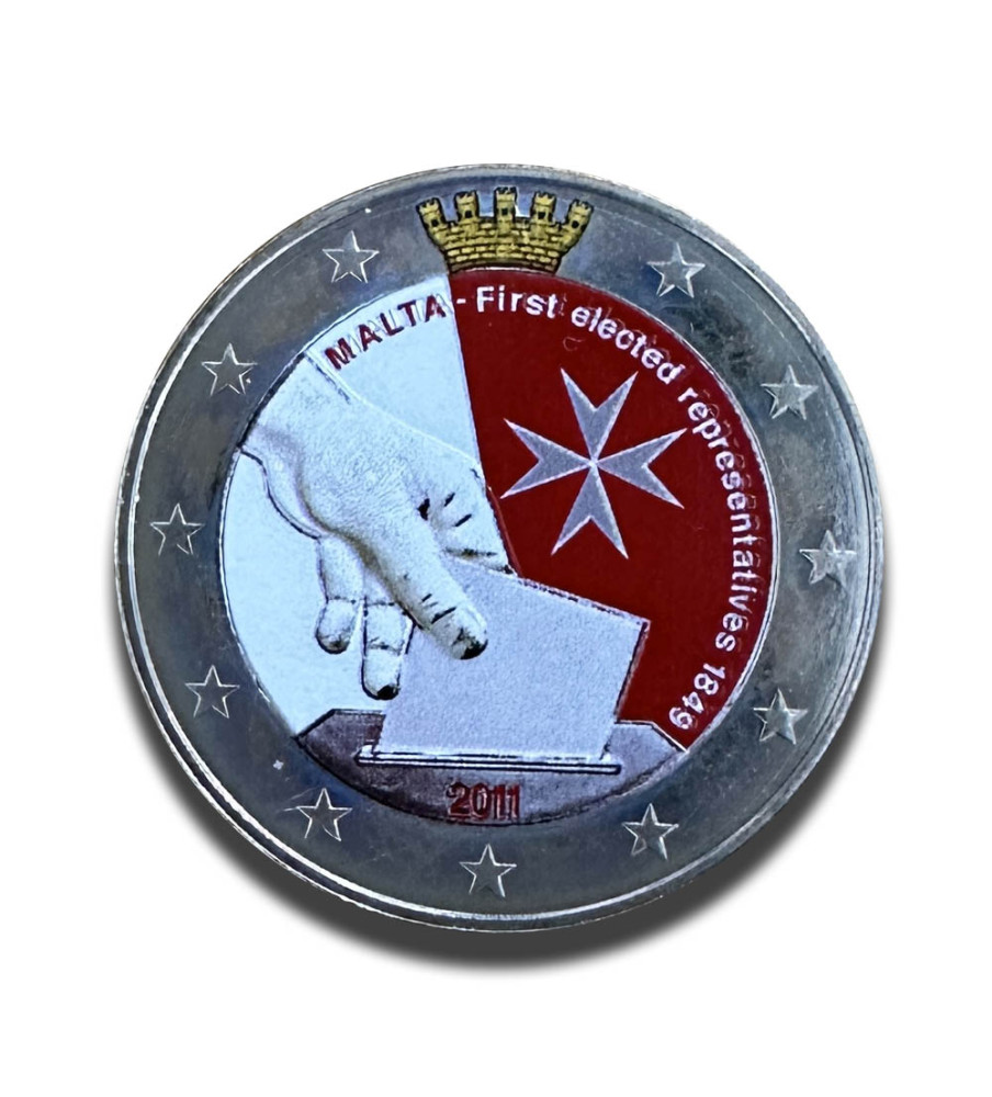2011 Malta First Elected Representative 2 Euro Coloured Commemorative Coin