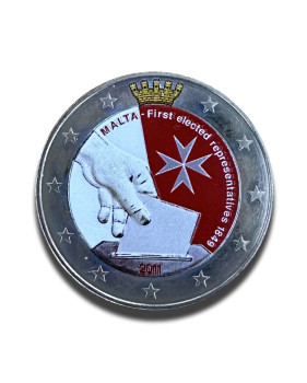 2011 Malta First Elected Representative 2 Euro Coloured Commemorative Coin