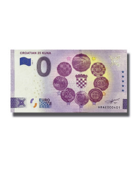 0 Euro Souvenir Banknote Coratian 25 Kuna Croatia HRAE 2022-1