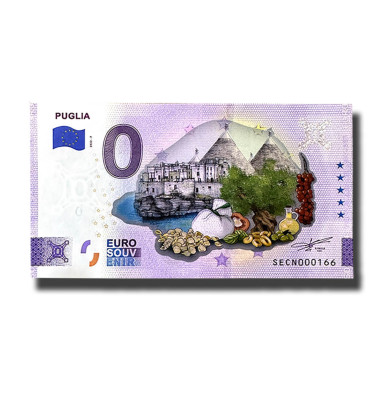 0 Euro Souvenir Banknote Puglia Colour Italy SECN 2022-7
