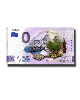 0 Euro Souvenir Banknote Puglia Colour Italy SECN 2022-7