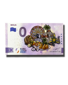 0 Euro Souvenir Banknote Sicilia Colour Italy SECN 2022-8