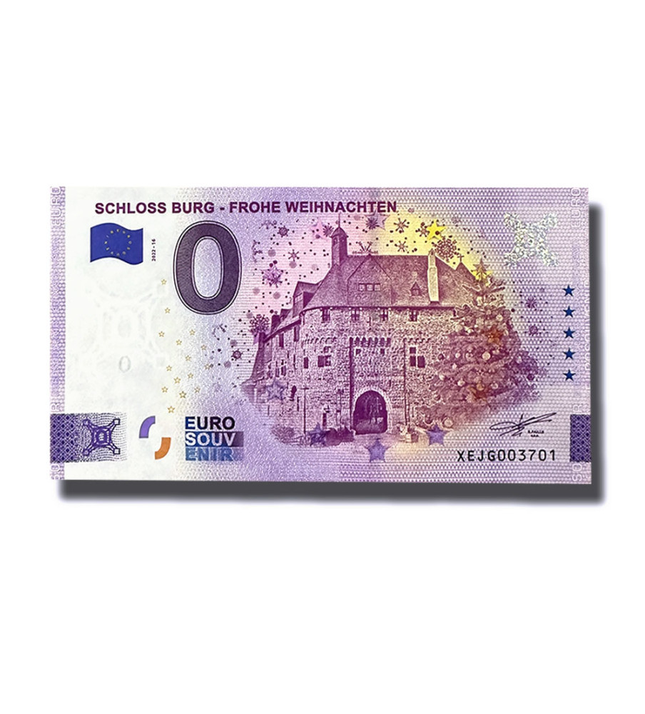 0 Euro Souvenir Banknote Schloss Burg - Frohe Weihnachten Merry Christmas Germany XEJG 2022-16