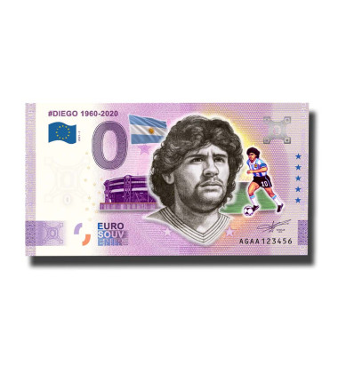 0 Euro Souvenir Banknote Diego 1960-2020 Colour Argentina AGAA - Set of 2
