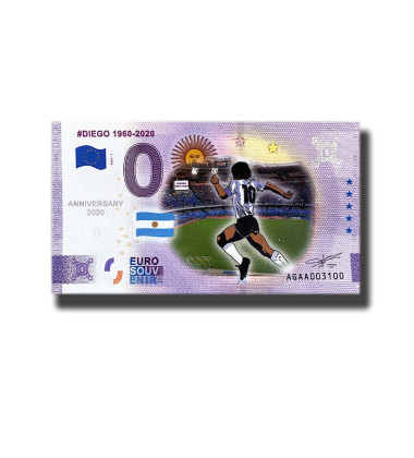 Anniversary 0 Euro Souvenir Banknote Thematic Diego 1960-2020 Colour Argentina AGAA - Set of 2