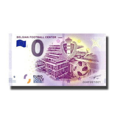 0 Euro Souvenir Banknote Belgian Football Center Tubize Belgium ZEAF 2018-1
