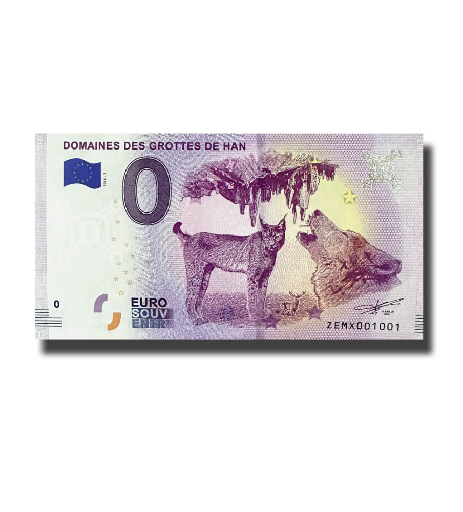 0 Euro Souvenir Banknote Domaines Des Grottes De Han Belgium ZEMX 2018-2