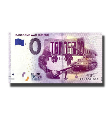 0 Euro Souvenir Banknote Bastogne War Museum Belgium ZEHP 2019-2
