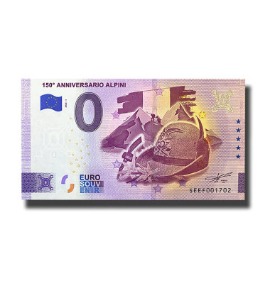 0 Euro Souvenir Banknote 150 Anniversario Alpini Italy SEEF 2022-1