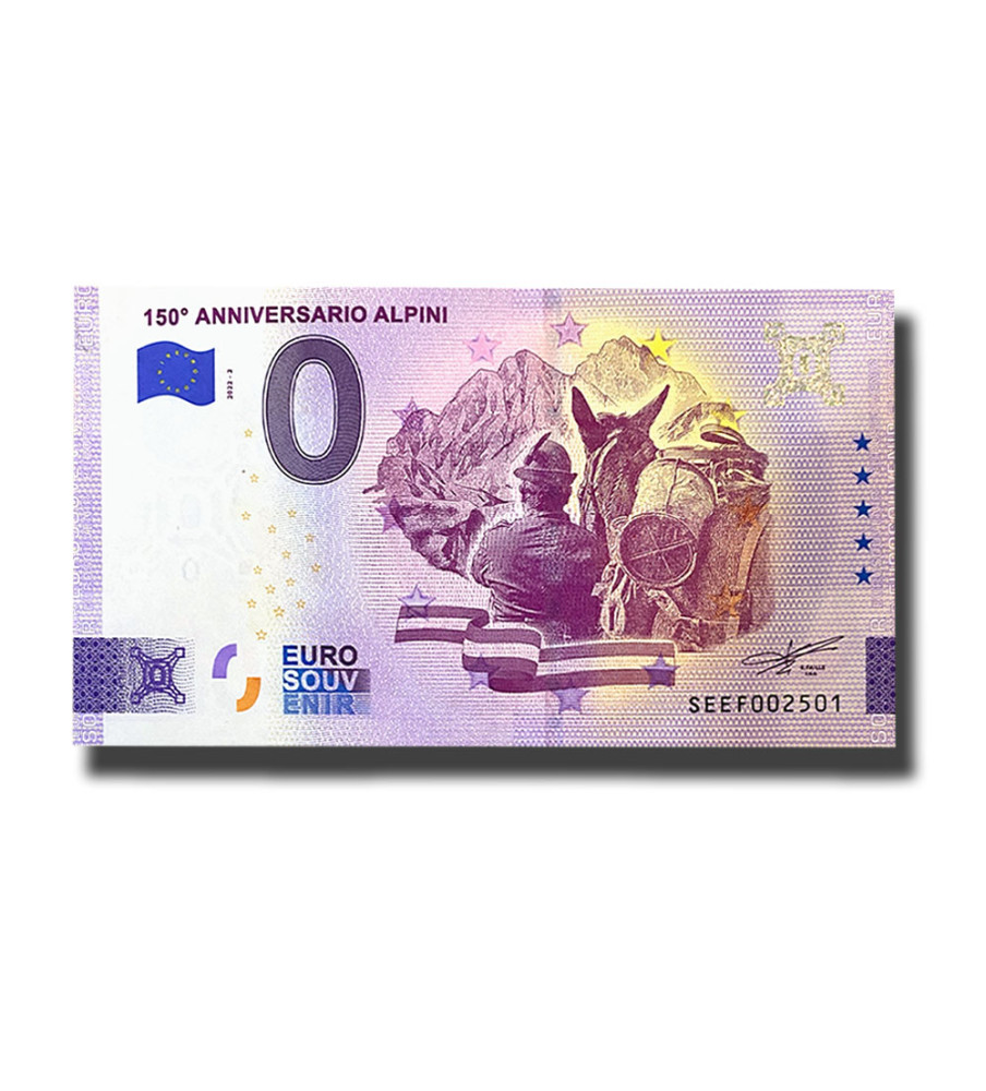 0 Euro Souvenir Banknote 150 Anniversario Alpini Italy SEEF 2022-2