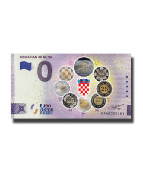 0 Euro Souvenir Banknote Coratian 25 Kuna Colour Croatia HRAE 2022-1