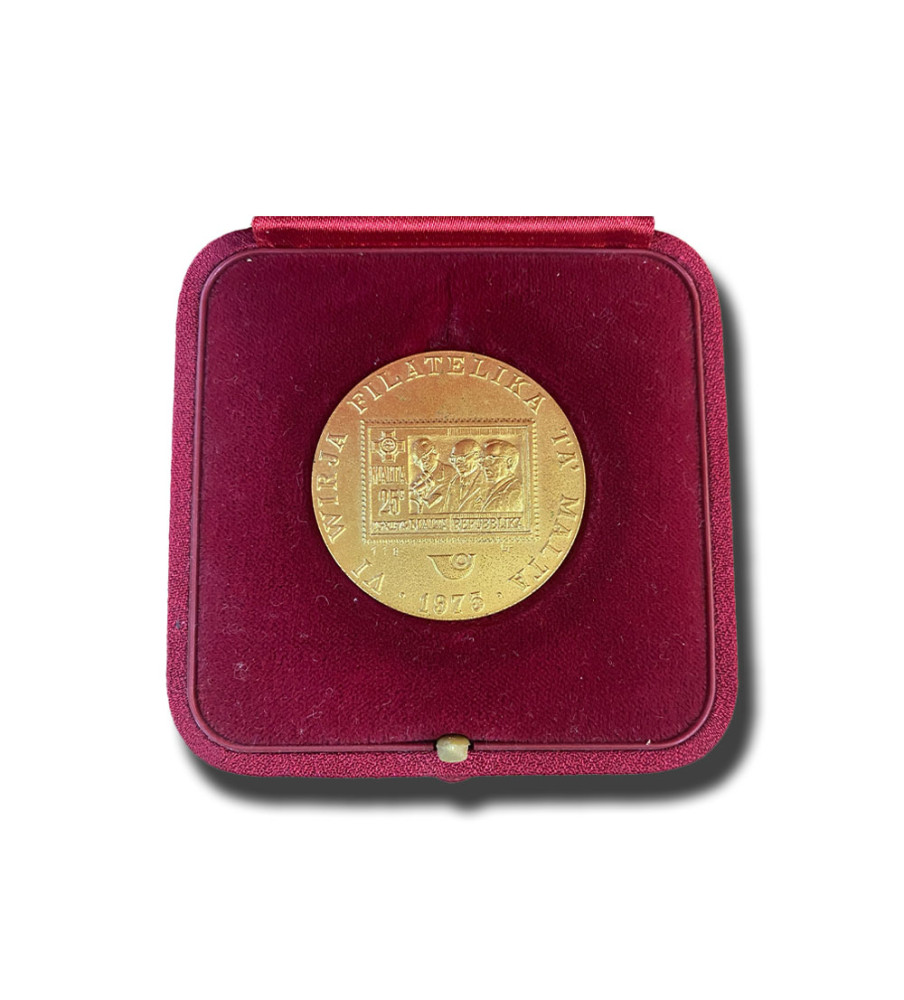 1975 Malta Philatelix Exhibition Medal VI Wirja Filatelika Ta' Malta 21grams 38mm