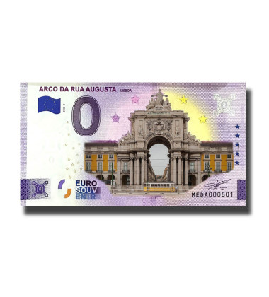 0 Euro Souvenir Banknote Arco Da Rua Augusta Colour Portugal MEDA 2022-1