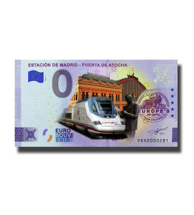 0 Euro Souvenir Banknote Estacion De Madrid - Puerta De Atocha Colour Spain VEGD 2022-1
