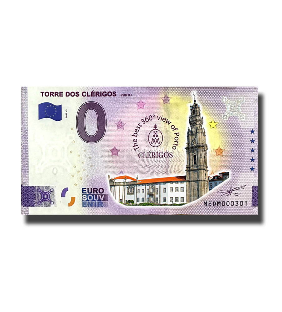 0 Euro Souvenir Banknote Torre Dos Clerigos Colour Portugal MEDM 2022-2