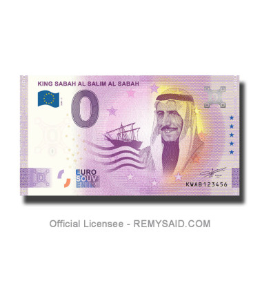0 Euro Souvenir Banknote King Sabah Al Salim Al Sabah Kuwait KWAB 2022-1 - Set of 2 banknotes