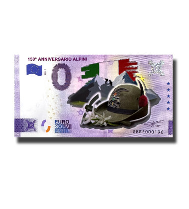 0 Euro Souvenir Banknote 150 Anniversario Alpini Colour Italy SEEF 2022-1