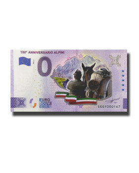 0 Euro Souvenir Banknote 150 Anniversario Alpini Colour Italy SEEF 2022-2
