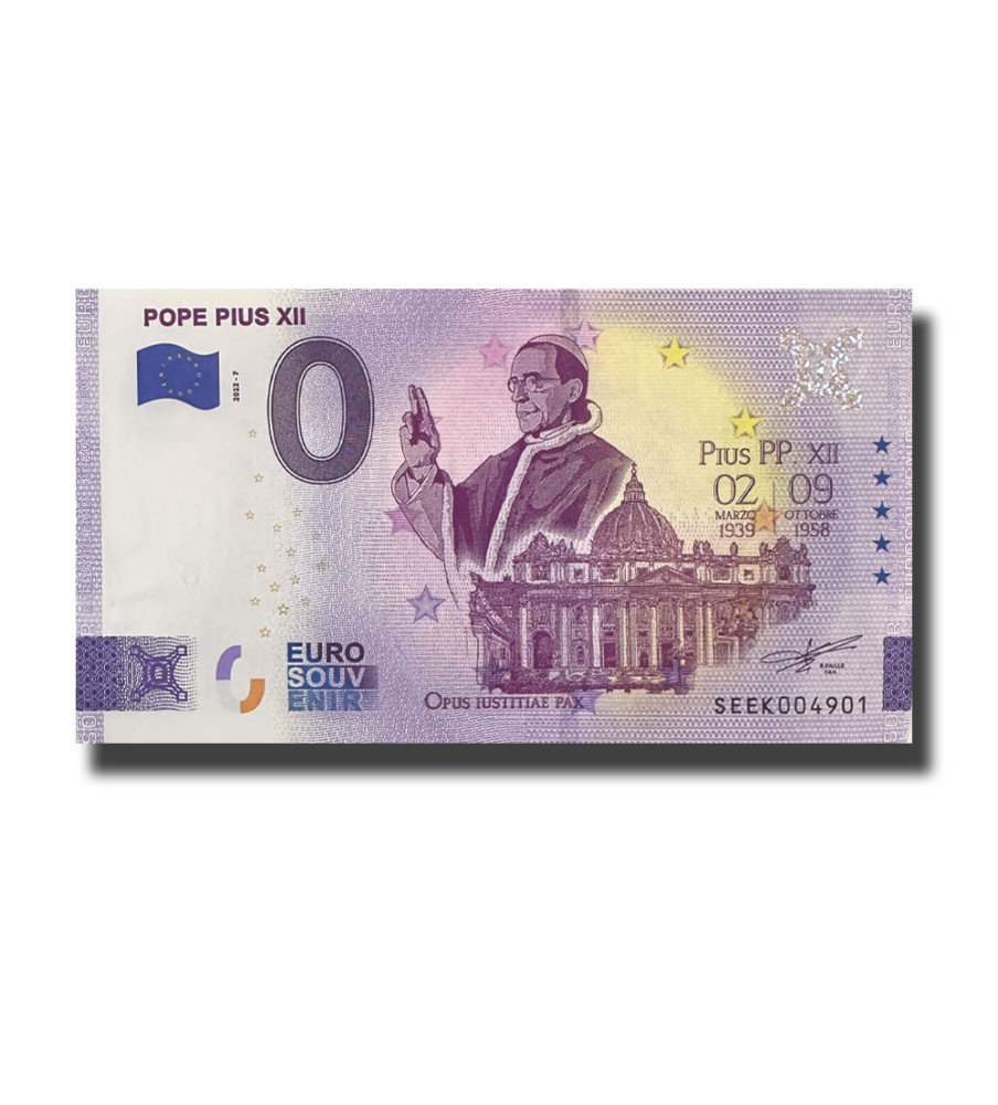 0 Euro Souvenir Banknote Pope Pius XII Italy SEEK 2022-7