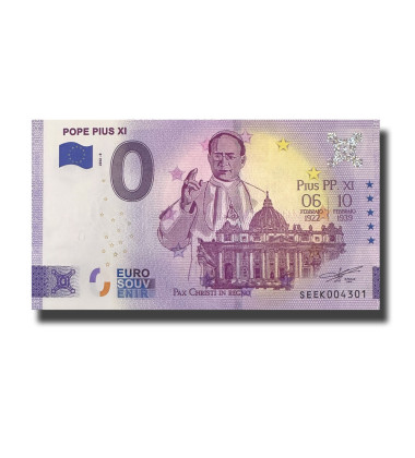 0 Euro Souvenir Banknote Pope Pius XI Italy SEEK 2022-8