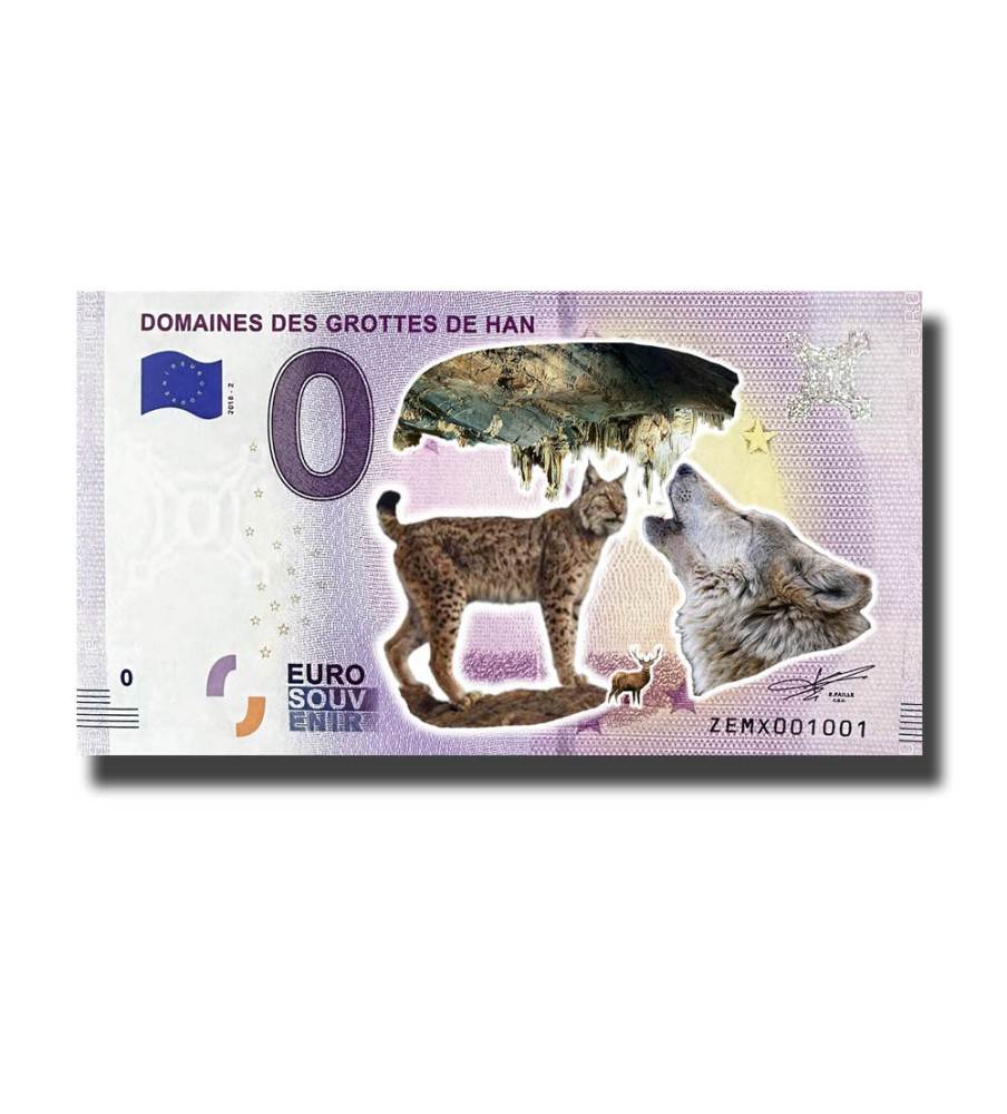 0 Euro Souvenir Banknote Domaines Des Grottes De Han Colour Belgium ZEMX 2018-2