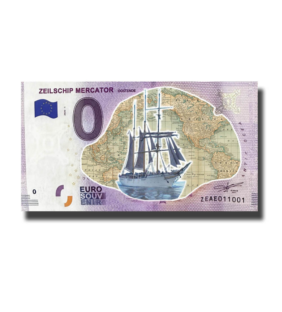 0 Euro Souvenir Banknote Zeilschip Mercator Colour Belgium ZEAE 2020-1