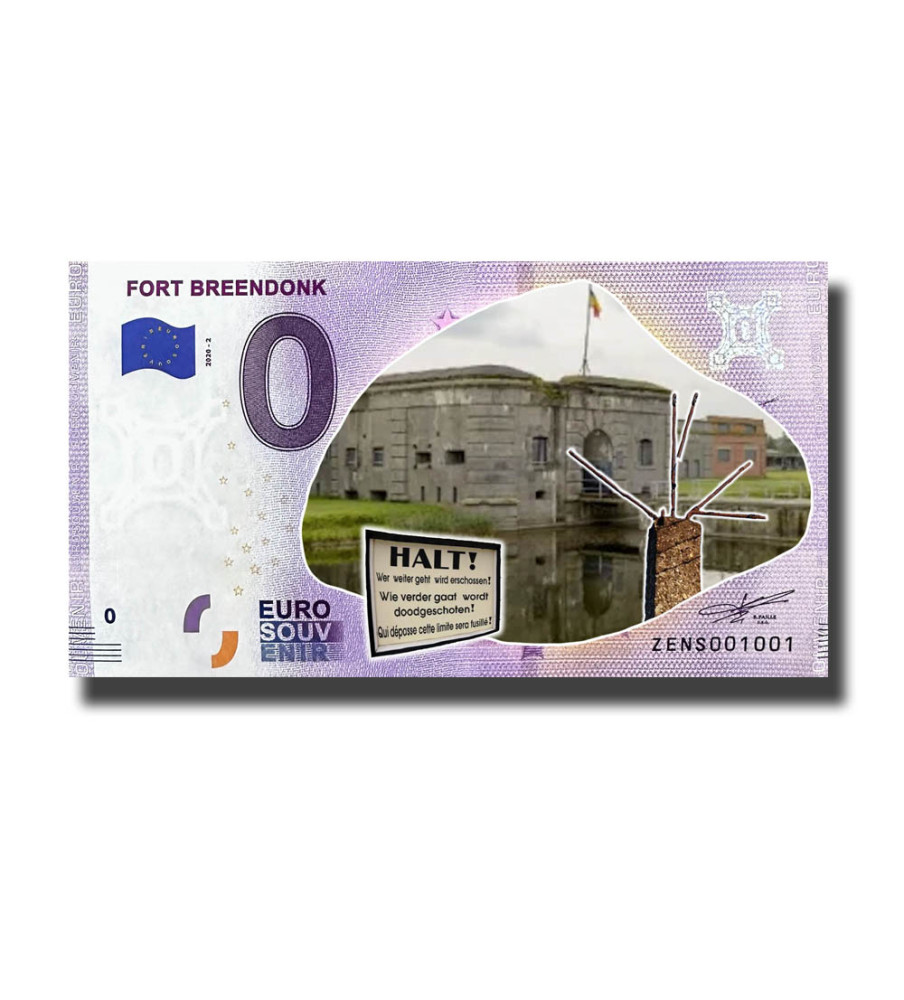 0 Euro Souvenir Banknote Fort Breendonk Colour Belgium ZENS 2020-2