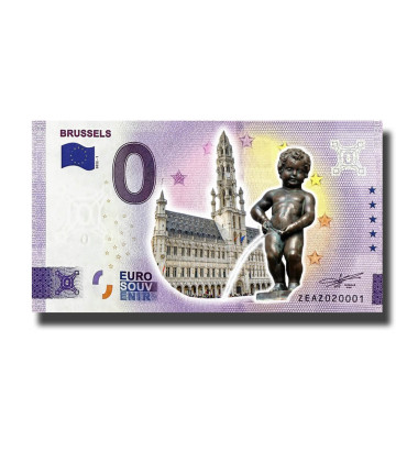0 Euro Souvenir Banknote Brussels Colour Belgium ZEAZ 2022-1