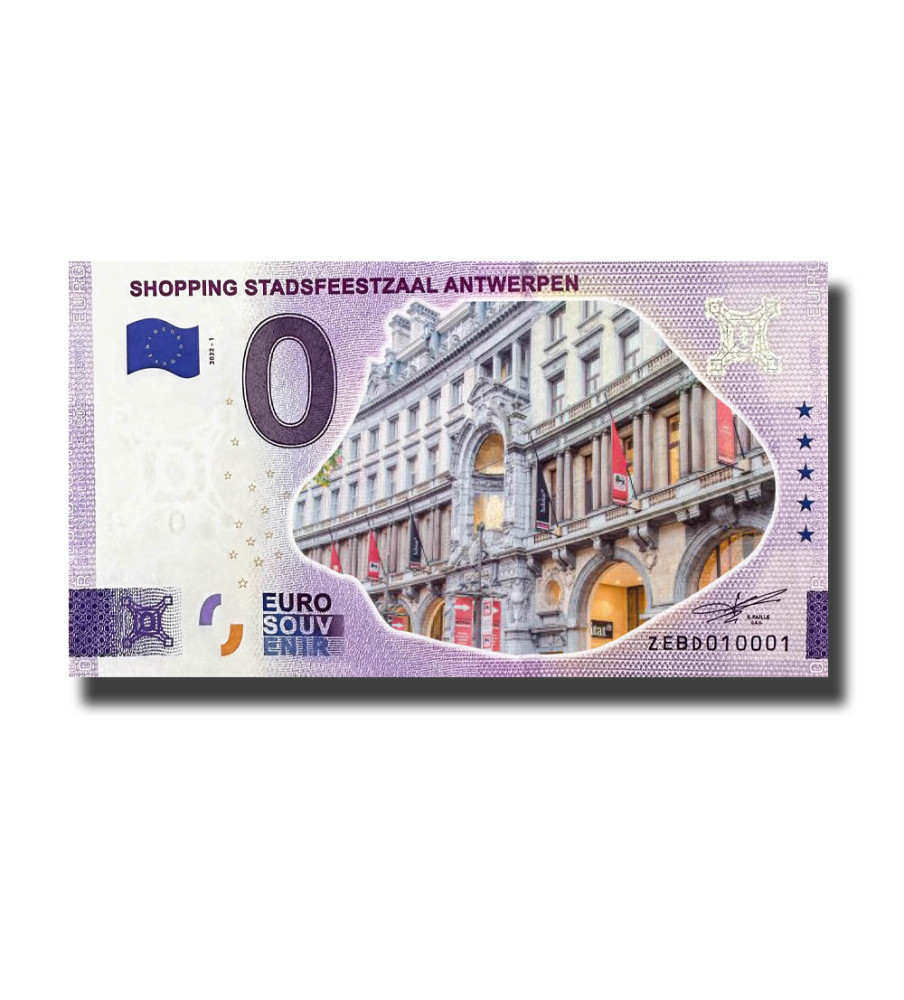 0 Euro Souvenir Banknote Shopping Stadsfeestzaal Antwerpen Colour Belgium ZEBD 2022-1