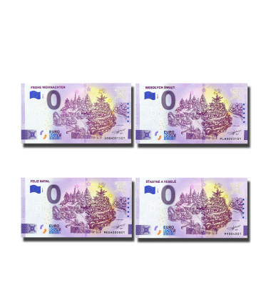 0 Euro Souvenir Banknote Thematic Merry Christmas in Europe 2022 - Set of 4